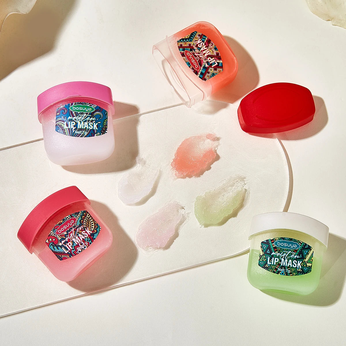 Bosuya 8-Pc Lip Mask & Hand Cream Set – Fruit Flavor Gift Lip & Hand Care Set Oasis Select