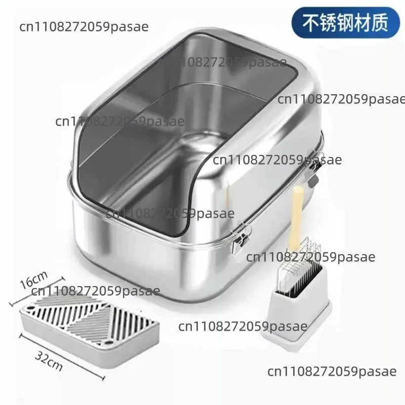 Extra Large Stainless Steel Cat Litter Box – High-Sided