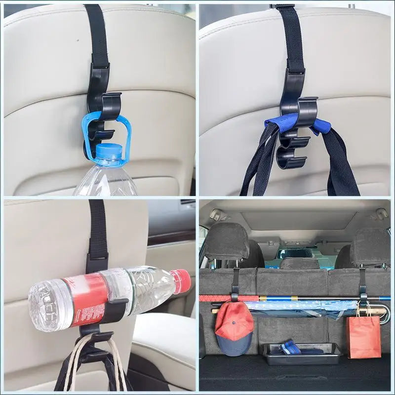 2pcs Car Back Seat Hook Multi-function Rear Seat Headrest Hanging Hook Umbrella Holder Seat Back Storage Interior Organizer Oasis Select