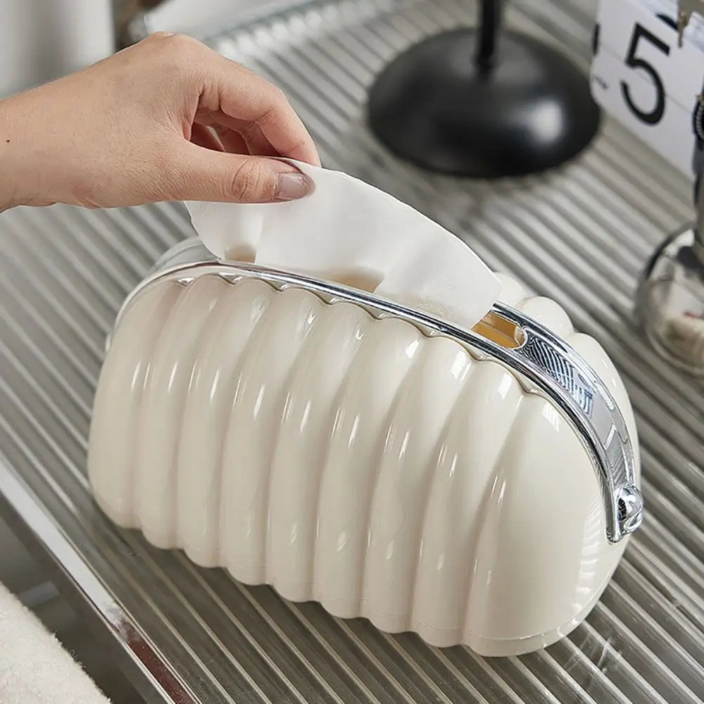 Simple Irregular Cloud Shape Tissue Box with Spring Inside Home Living Room Light luxury Shell Spring Paper Box Holder Oasis Select
