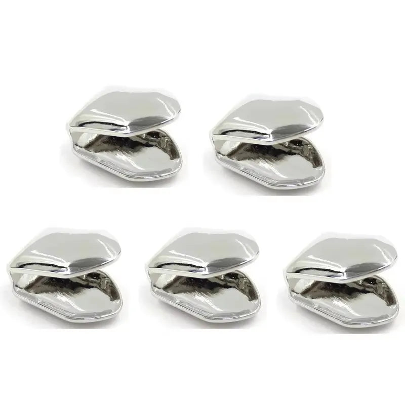 1/3/5Pcs 4 Colors Custom Fit Gold Plated HipHop Single Tooth Grillz Cap Top Bottom Dental Grill Teeth Caps Halloween Cosplay Oasis Select Silver-5pcs