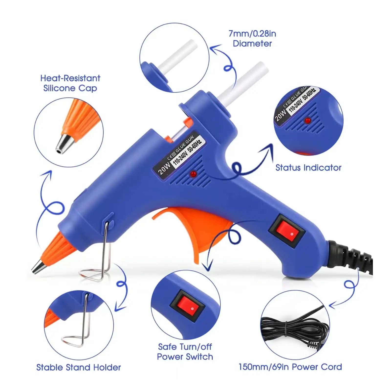 DIY Hot Melt Gun for Children 7mm Caliber Handheld Sealing Glue Gun Household Craft Tool Oasis Select