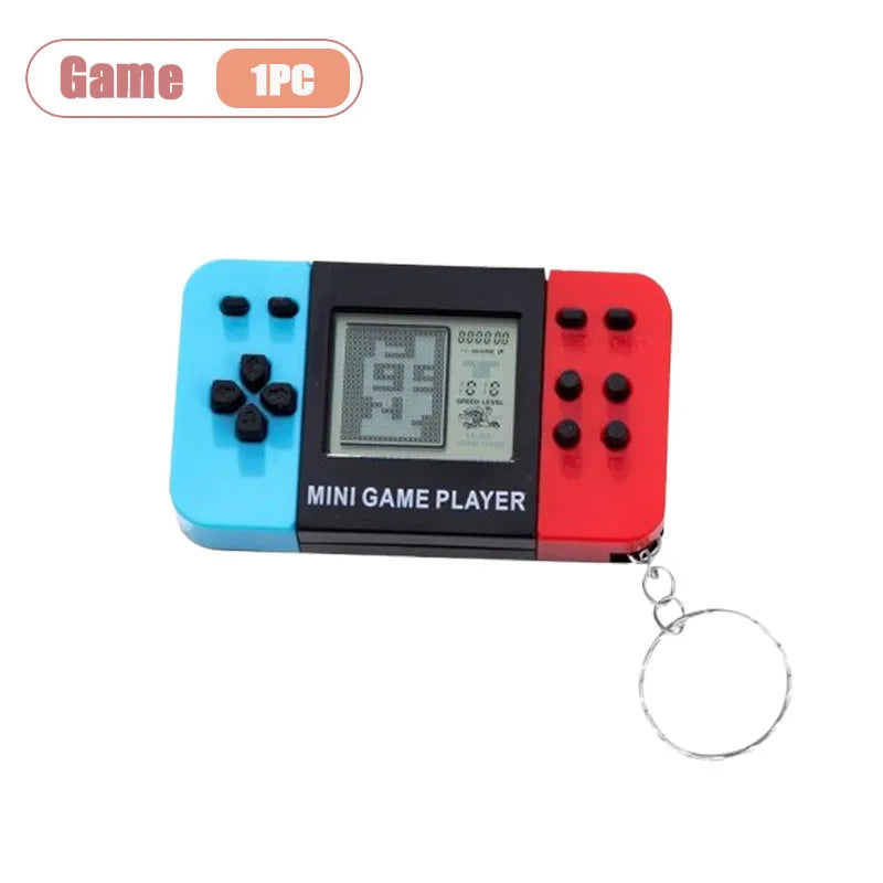 Mini Retro Tetris Game Console Keychain Classic Handheld Video Game Player with Key Ring Portable Pocket Toy for Adults Kids Oasis Select Game-1PC