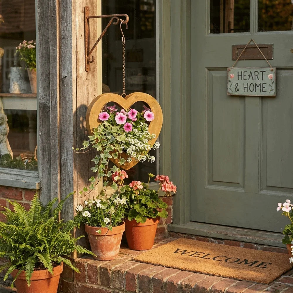 DIY Farmhouse Style Retro Metal Plant Hangers Iron Romantic Plant Hanging Basket Heart Shape Plant Container Window Decor Oasis Select