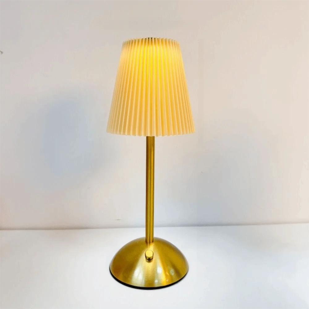 Dimmable LED Desk Lamp | Pleated Fabric Shade & USB Charging