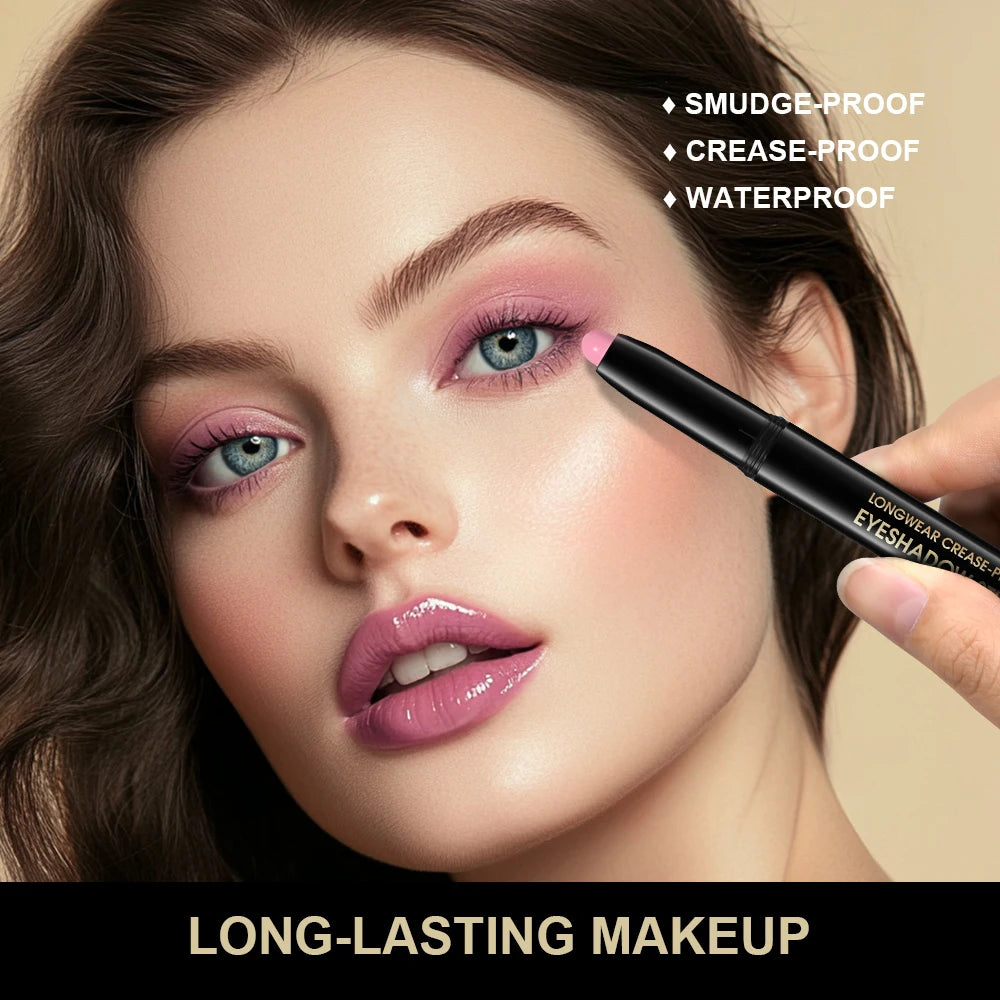 10 Colors Longwear Crease-proof Eyeshadow Pencil Stick Lasting Glitter Shimmer Matte Eye Shadow Highlighter Pen Eyes Makeup Too Oasis Select