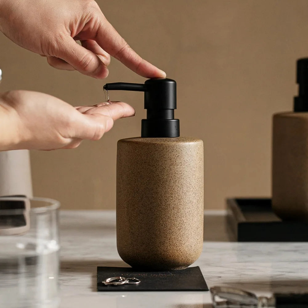 Minimalist Matte Ceramic Soap Dispenser Refillable Press Pump Bottle Bathroom Kitchen Lotion Shampoo Dispenser 350ML Gift Oasis Select
