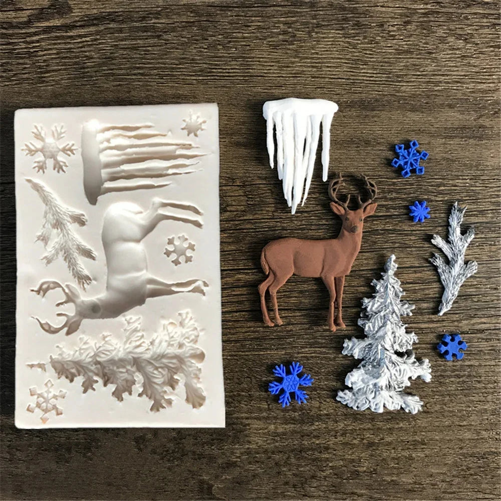 Christmas Elk Shaped Silicone Mold DIY Epoxy Christmas Series Cake Baking Decoration Chocolate Mold Elk Silicone Mold Oasis Select