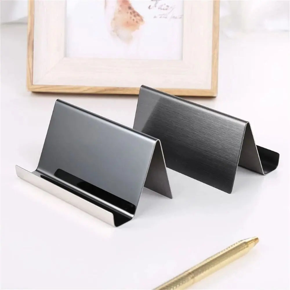 Holder Metal Desktop Stainless Steel Name Card Display Stand Business Card Storage Business Card Holder Name Tag Display Rack Oasis Select