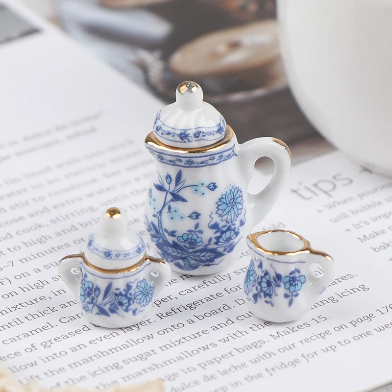 15Pcs 1:12 Dollhouse Miniature Tableware Porcelain Ceramic Tea Cup Set High Quality Oasis Select