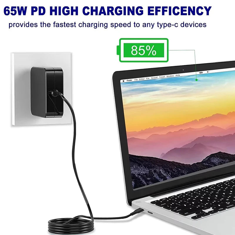 65W 20V 3.25A Type-C Interface Laptop Charger For Lenovo ThinkPad Hp Yoga Dell ASUS Fast Charging USB C Power Supply Adapters Oasis Select