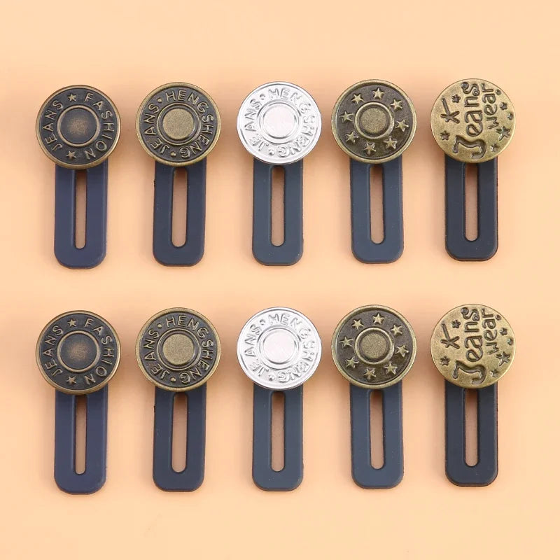 5/10pcs Metal Button Extender Perfect To Any Jeans Pants Free Sewing Retractable Jeans Waist Button Extended Buckles Fixing Kit Oasis Select 10pcs Random style