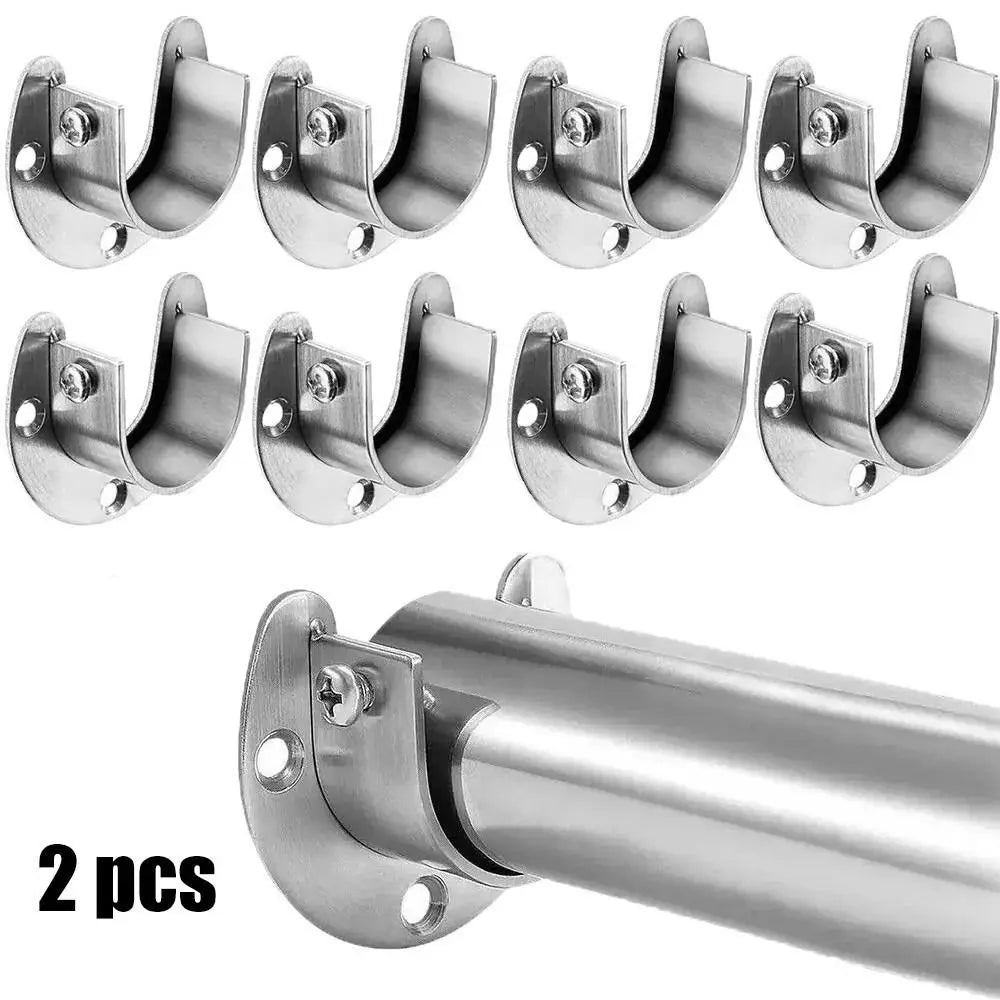 Stainless Steel Closet Rod Brackets Flange Seat Set of 2