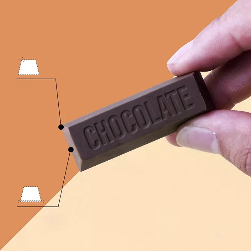 3pcs Chocolate Design Eraser Large Eraser Student Painting Writing Pencil Eraser Stationery School Office Supplies Oasis Select