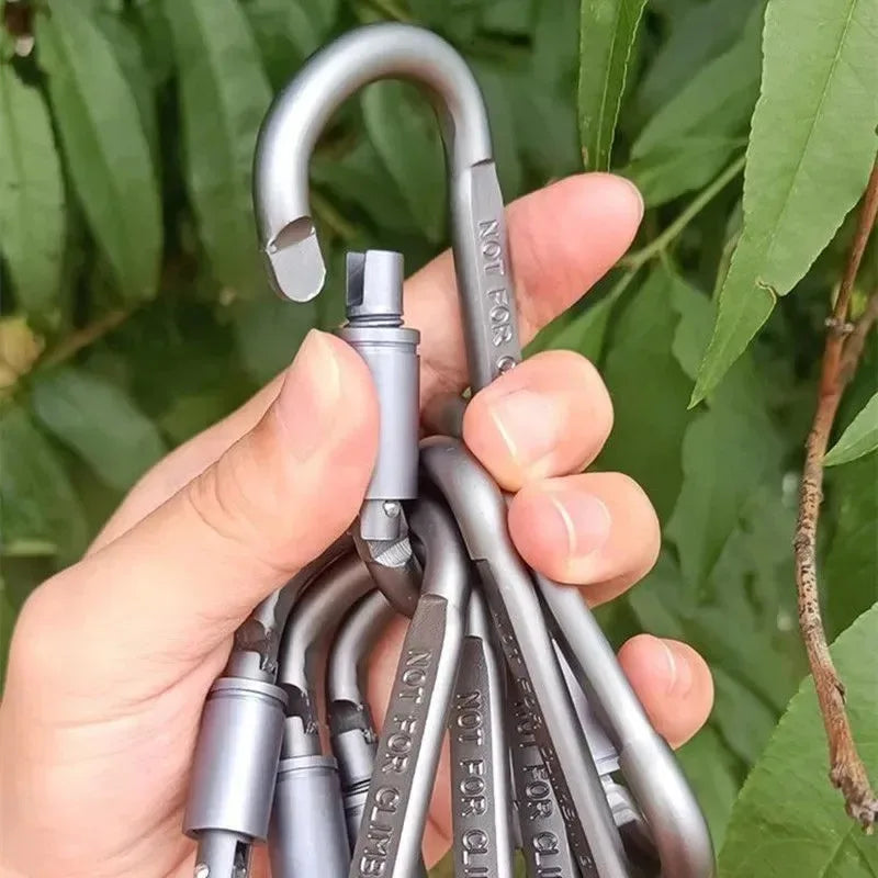 Tactical Steel D Keychain Shape Hook Buckle Clip Climbing Army Carabiner Hanging Fit Outdoor Camping Survival Edc Caribiner Oasis Select