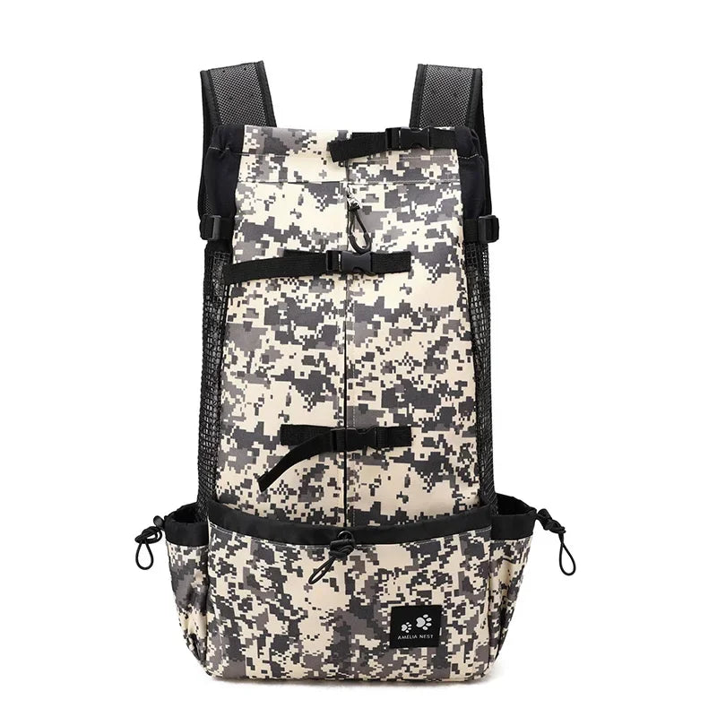 Outdoor Travel Puppy Medium Dog Backpack for Small Dogs Breathable Walking French Bulldog Carrier Bags Accessories Pet Supplies Oasis Select Gray Camouflage XL-suit 15-28kg
