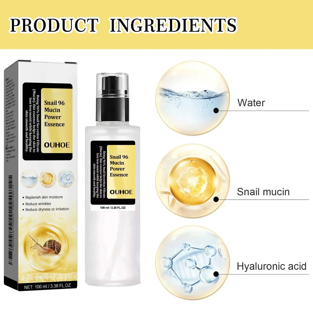 Snail Mucin Peptide Essence,Hyaluronic Acid Skin Repair Serum,Lightens Wrinkles And Dark Spots,Face Moisturizing and Hydrating Oasis Select