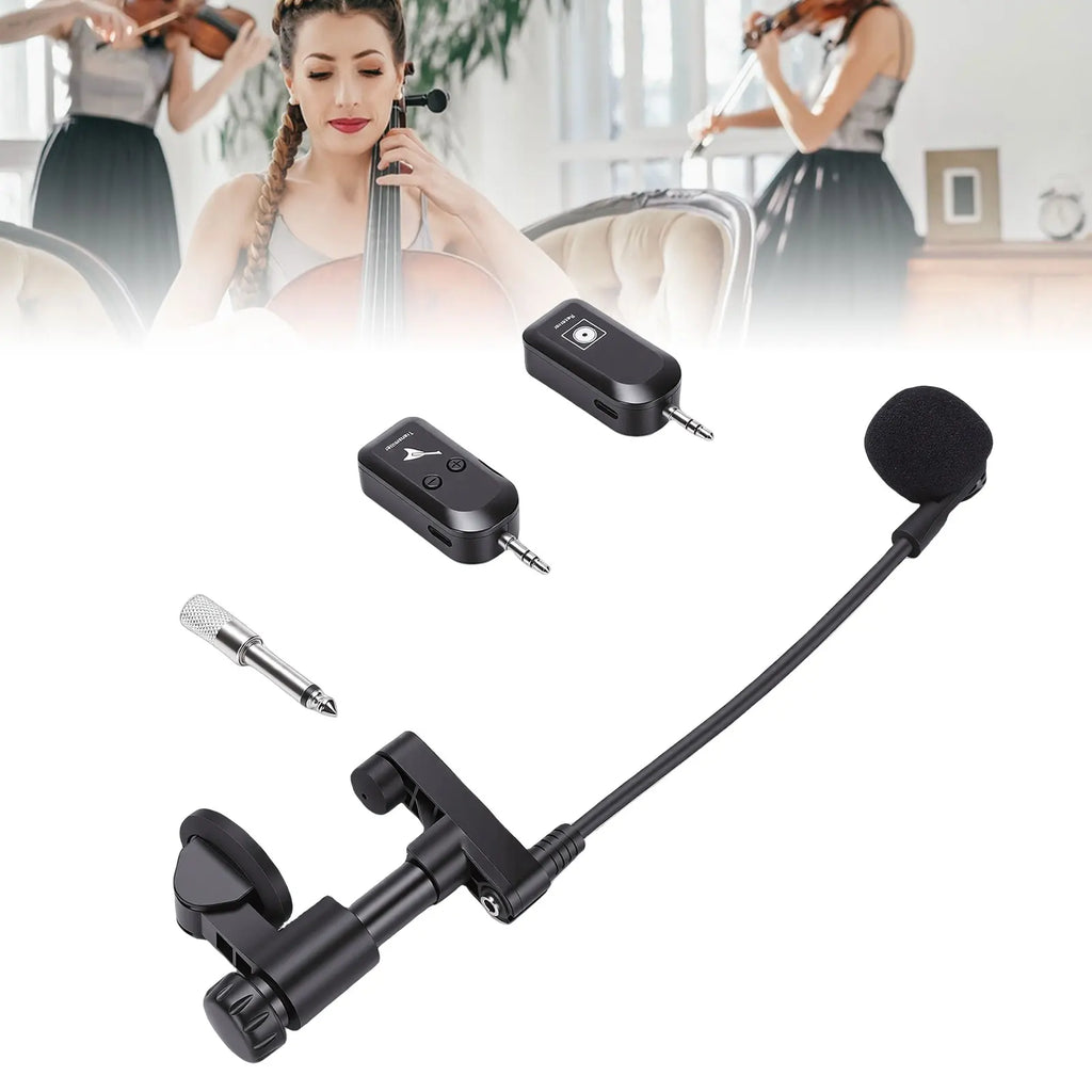 Wireless Instrument Mic Wireless Instrument Microphone 2.4G Violin Cello Guitar Clip On Condenser Mic for Stage Performance Band Oasis Select