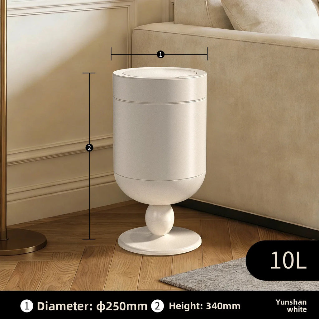 Bedroom large-capacity stainless steel trash can household 2026 new light luxury high-end living room retro with cover removable Oasis Select 10L-White