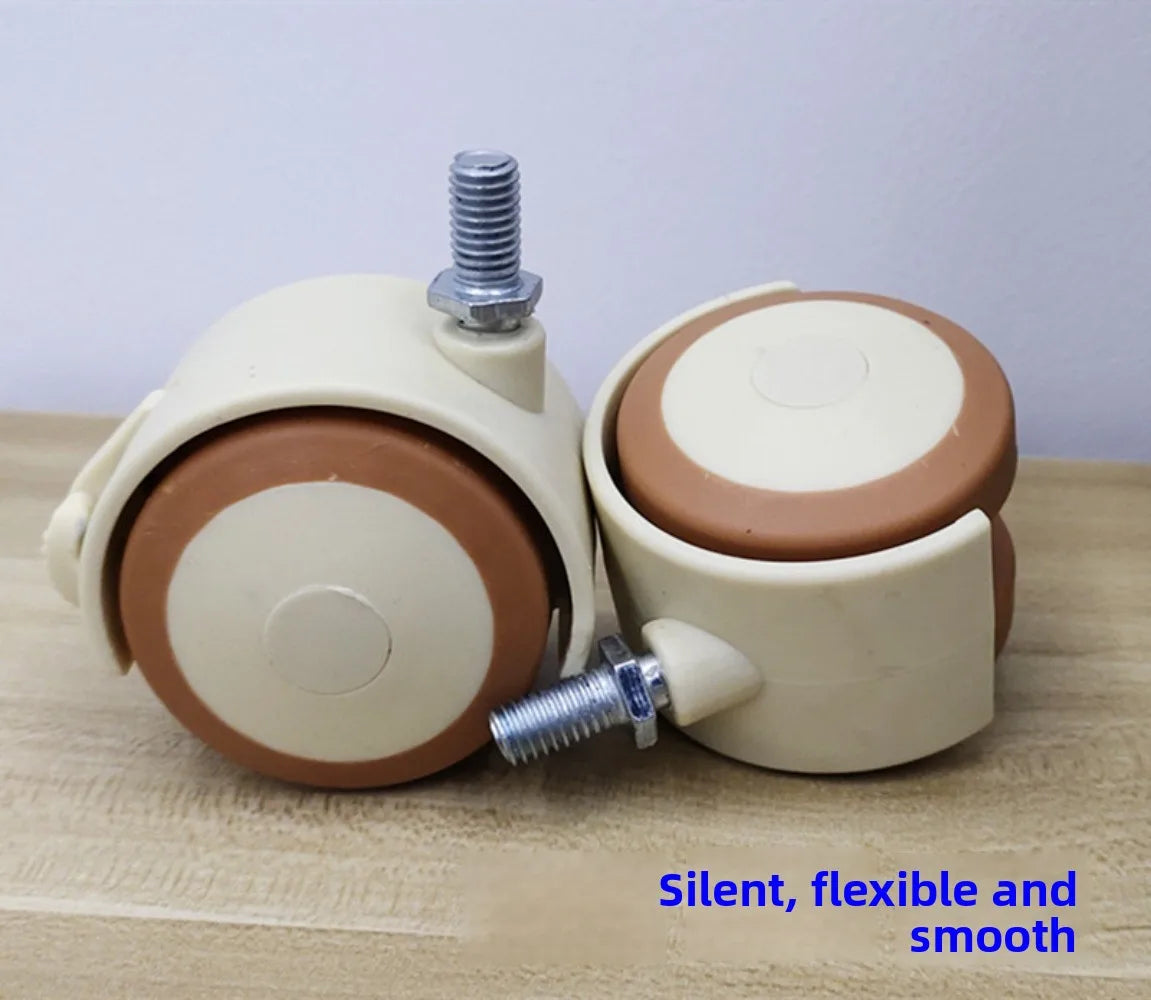 4Pcs RubberThreaded Caster, M6/M8 Swivel Stem for Replacement, Twin Caster Wheels with Locking Brake Oasis Select