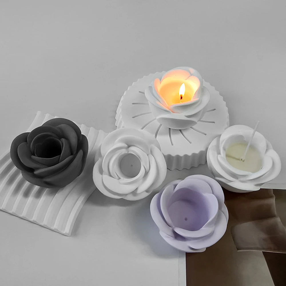 Rose Candle Holder Mold High-Quality Candle Holder Molds Flower Candlestick Silicone Mould Long Pole Candle For Artisan Gifts Oasis Select
