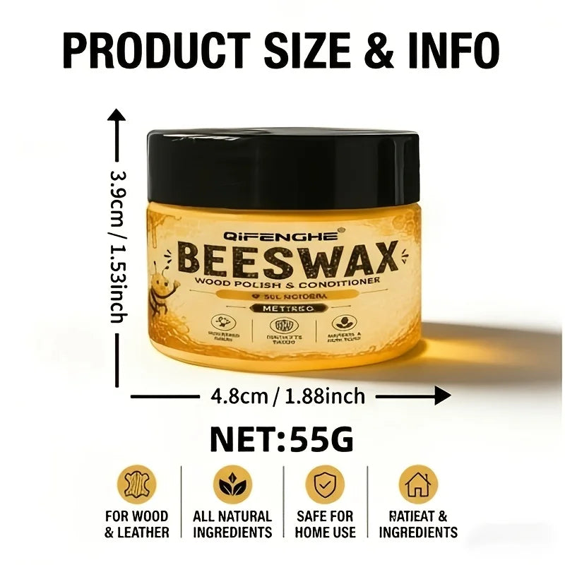 Natural Beeswax Wood Polish & Restoration Kit with round Sponge for Furniture Floors Guitars - Scratch Repair Set Oasis Select