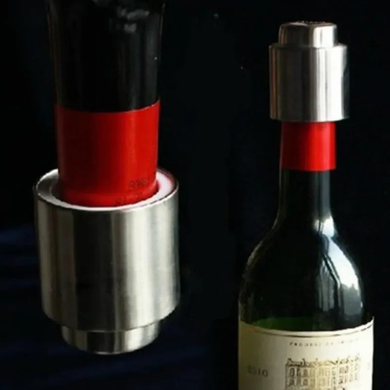 2PCS Stainless Steel Wine Bottle Stopper Vacuum Red Wine Cap Sealer Fresh Keeper Bar Tools Bottle Cover Kitchen Accessories Oasis Select