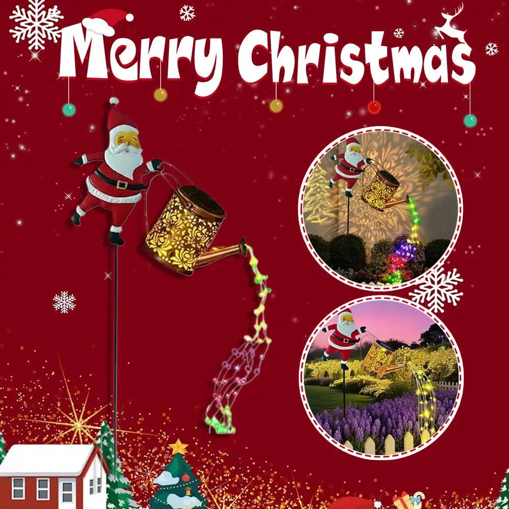 Solar Powered Watering Snowman Lights Vintage Metal Hanging Kettle Lantern Outdoor Garden Decor for Yard Patio Villa Decoration Oasis Select
