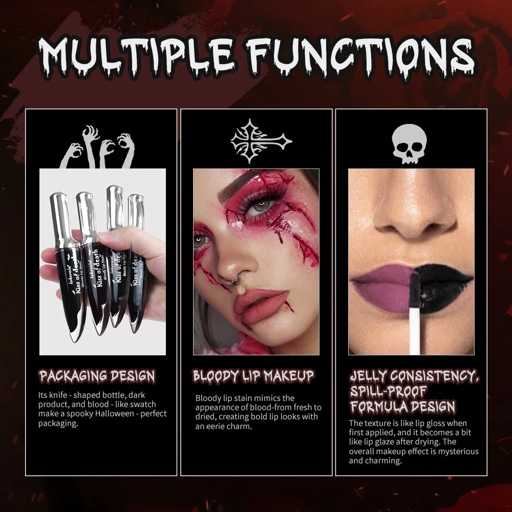 Kiss of Death Bloody Stain Lip Lip Tinting Long Lasting Waterproof Non Stick Color Will Become Darker Matte Gothic Cosmetic Oasis Select
