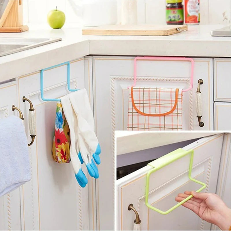 1PCS Cabinet Door Single Pole Towel Rack Plastic Non Marking Cloth Hanger Miscellaneous Items No Need To Drill Holes Oasis Select