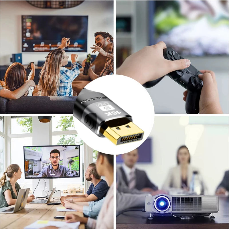 16K DP 2.1 8K@120Hz 4K@240Hz 80Gbps HDR Video Audio Displayport Cable Display Port for Laptop TV Xbox Projector Gaming Monitor Oasis Select