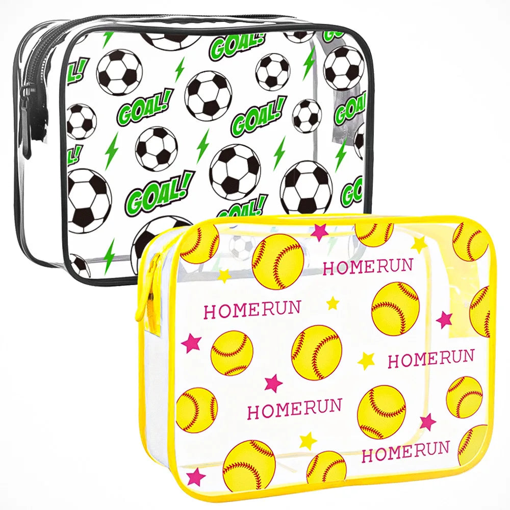 Football-themed PVC Toiletry Bag, Makeup Bag, Suitable for Men and Women, Transparent Travel Toiletries Storage Bag Makeup Bag Oasis Select