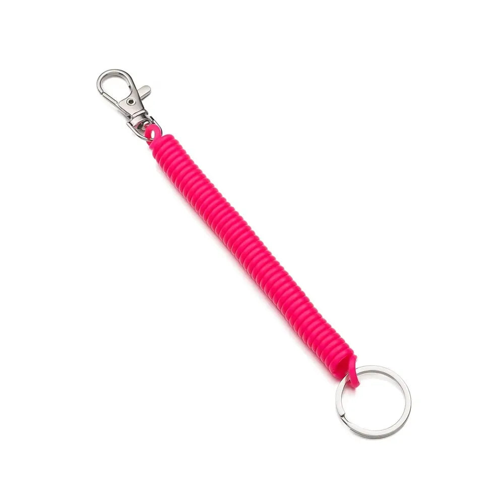 1/3pcs Elastic Wristband Spring Lanyard Key Cord Clasp Spiral Stretch Keychain Security Gear Elastic Ropes Spring Rope Key Ring Oasis Select 1pcs Rose red