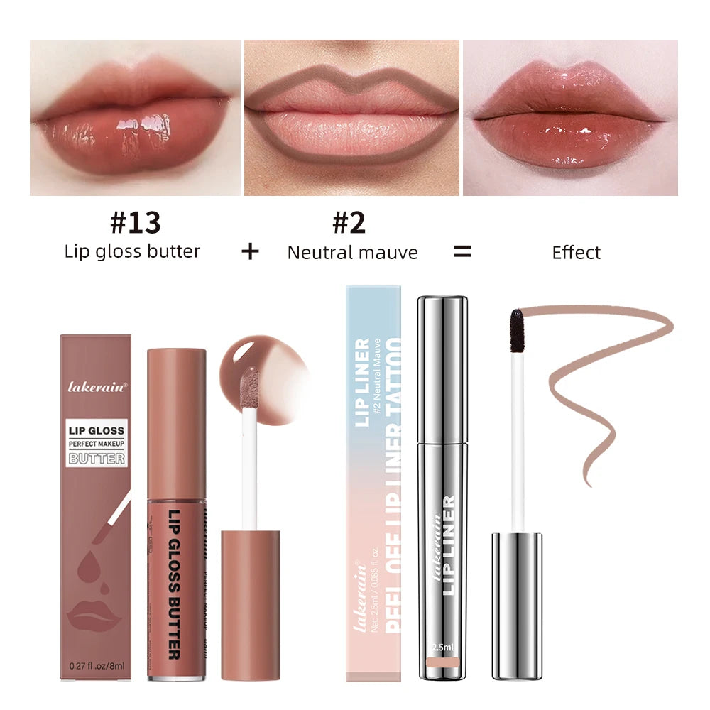 Highly Pigmented Lip Liner And Butter Non-stick Cup Lip Gloss Tattoo Matte Lip Liner Lasting Lip Stain Waterproof Lip Gloss Oasis Select set B