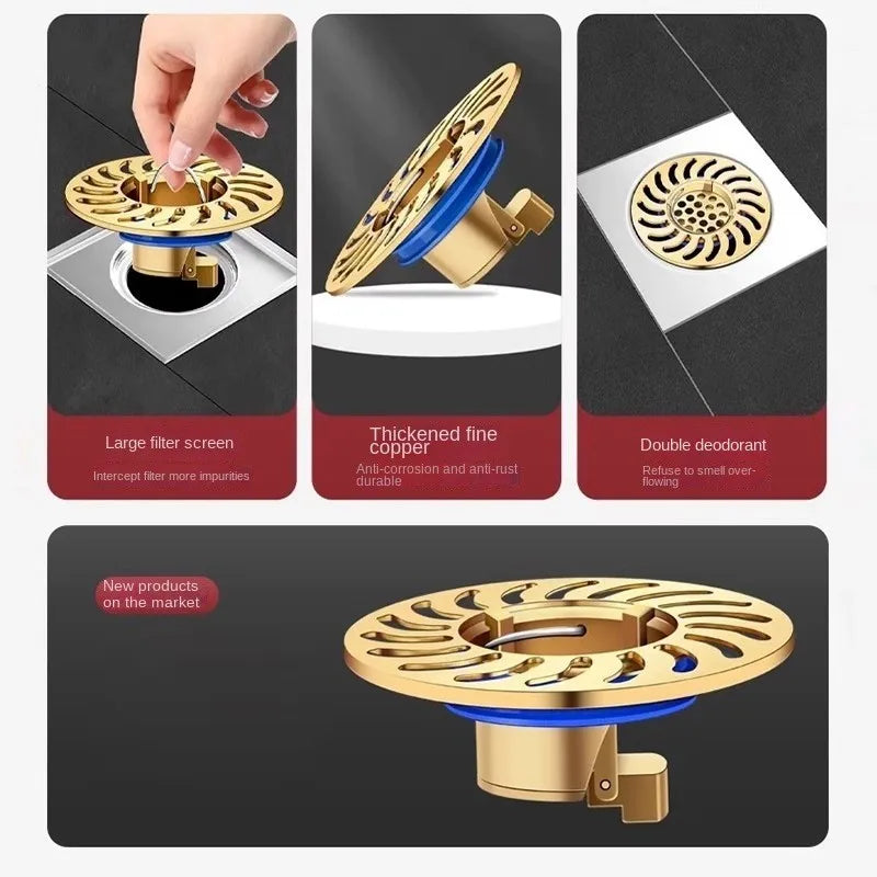 All-copper Floor Drain Core Floor Shower Drain Stopper Insectproof Anti-odor Deodorization Toilet Kitchen Bathroom Toilet Sewer Oasis Select