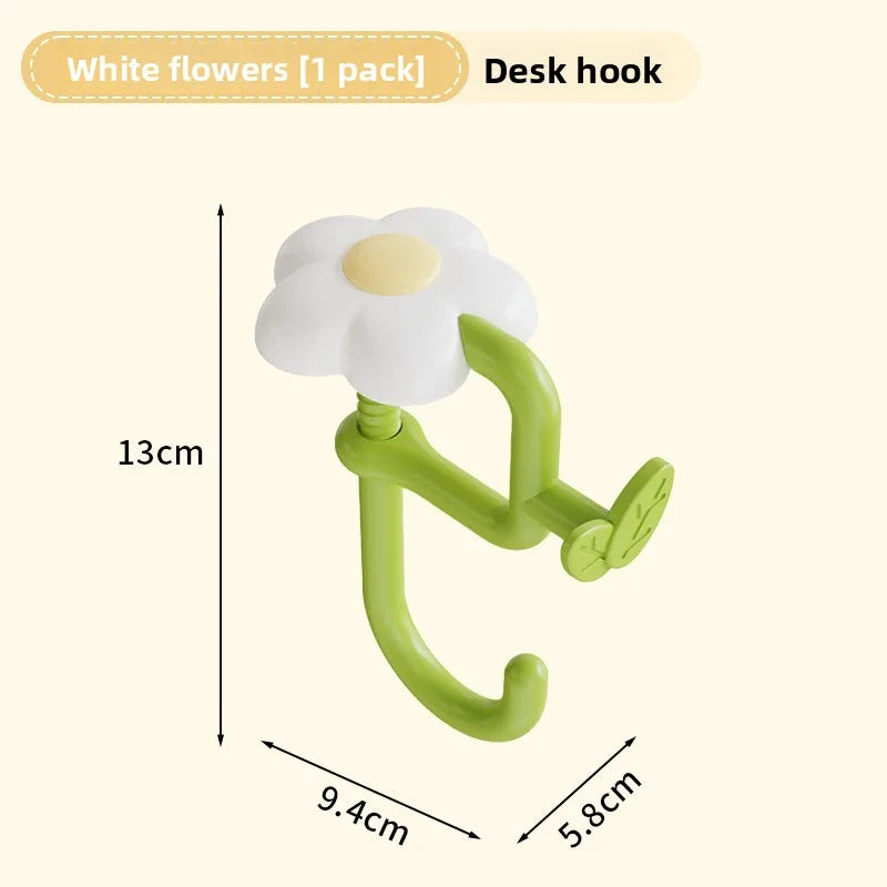 1pcs Detachable Desk Edge Bag Hook Practical Punch-free Hanging Bracket Student Daily Office Bag Organizer Oasis Select White