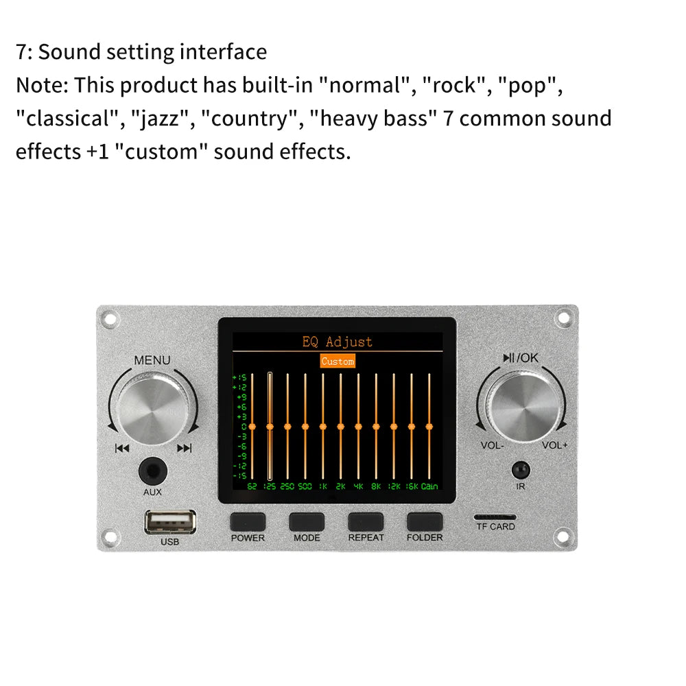 2.8 Inch TFT Color LCD Lossless MP3 Decoder Board Bluetooth 5.3 Stereo Audio FLAC WAV APE Decoding USB TF For Car Amplifier Oasis Select