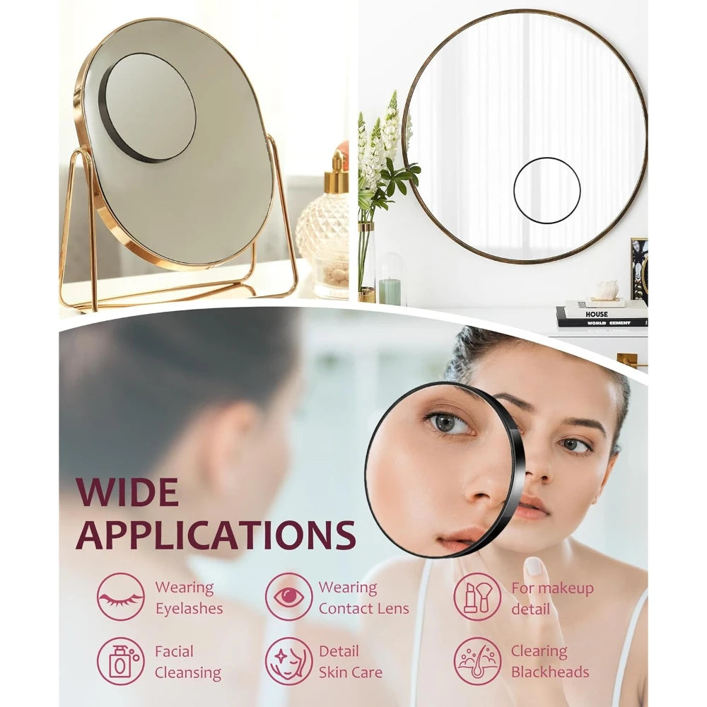 Magnifying Mirror Set (20X, 30X, 40X) 3.5" Compact Travel Mirrors with Tweezers & Suction Cups for Makeup, Brows & Ingrown Hair Oasis Select