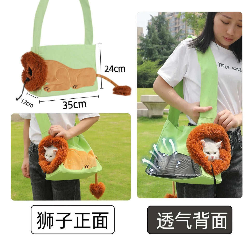 PetBag Creative Animal Pet Tote Bag for Cats and Puppies Shoulder Bag Small Crossbody Bag for Dogs Oasis Select Light green trumpet
