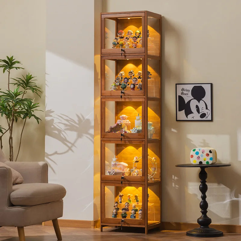 Figure display cabinet with lock acrylic display stand transparent dustproof model building block ornament shelf display box Oasis Select