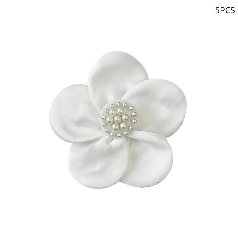 5 Pcs Black White Hand Sewn Colored Ding Cloth With Flower Clothing Patch DIY Clothing Accessories 11CM Oasis Select White
