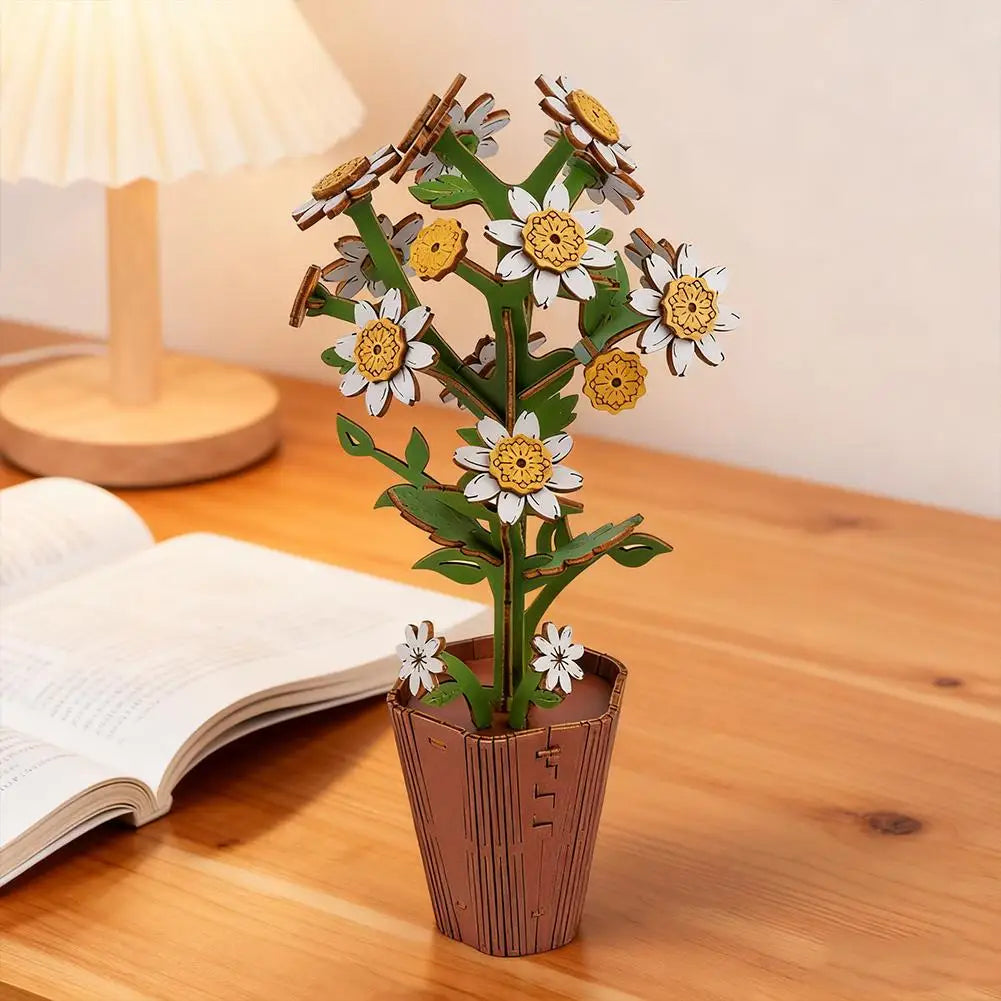 3D Wooden Puzzles Flowers Diy Artifical Botanical Bouquet Puzzle Kit Home Decoration For Adults Mother's Day Birthday Gift Oasis Select