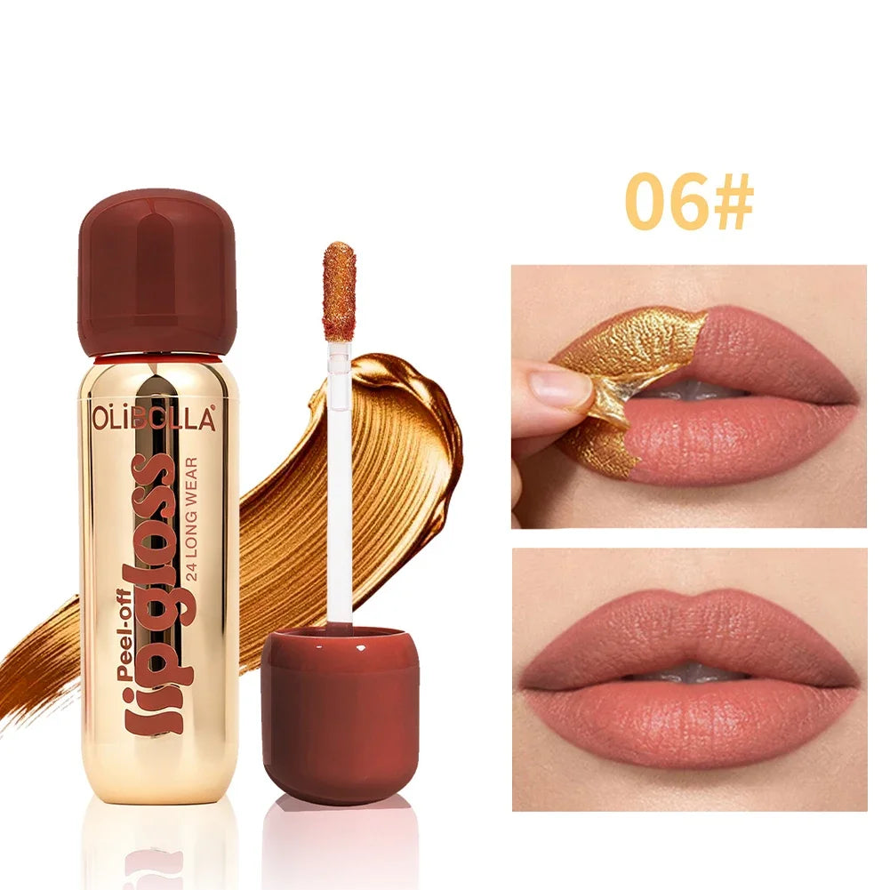 1Pc Gold Peel Off Lip Liner & Lip Gloss, Long Lasting Waterproof Lip Tattoo Stain Oasis Select 06