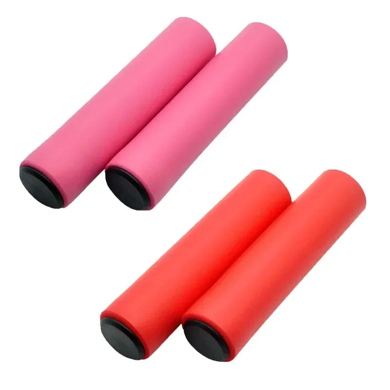 3/2/1Pairs Bicycle Grip Silicone Sponge Soft MTB Mountain Bike Handlebar Cover Anti Slip Shock-Absorbing Scooter Grip Oasis Select red-pink