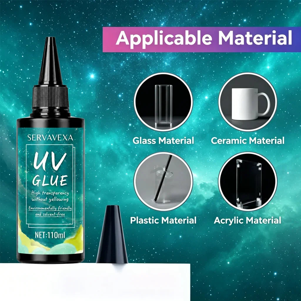 UV Glue Kit with UV Lamp & Fine Detail Brush – Crystal Clear Fast Cure Adhesive for Jewelry, Glass, Resin & DIY Repairs Oasis Select