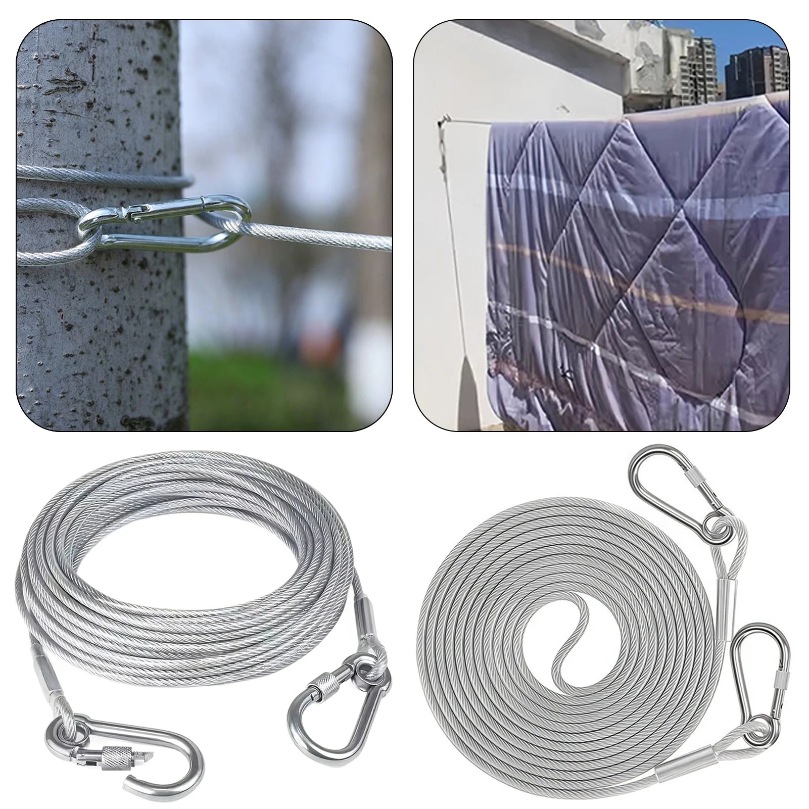 Stainless Steel Clothesline Wire Rope – Adjustable 1–9m Outdoor