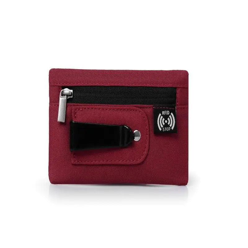 Rfid Credit Card Holder Men Wallets Luxury Nylon Slim Wallet Zipper Key Card Case Male Tactical Purse Coin Purse With Carabiner Oasis Select Red