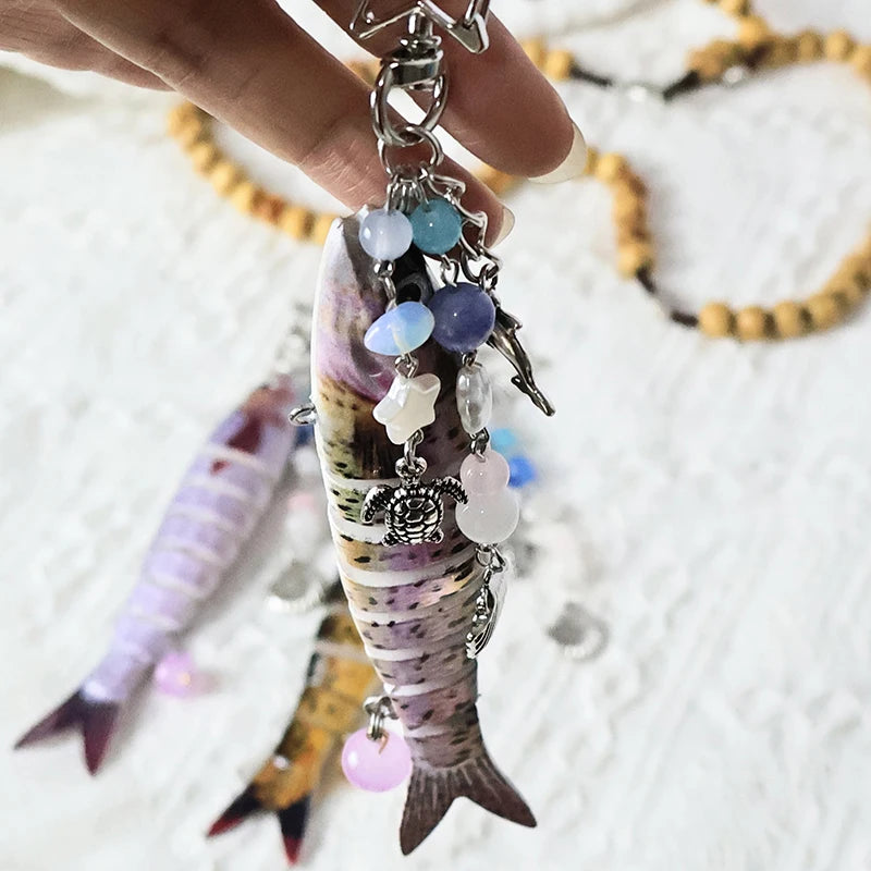 Handmade Fish Keychains Lovely Jewelry Artificial Fish Bait Swimbait Mobile Phone Lanyard Keychain For Men And Women Jewelry Oasis Select