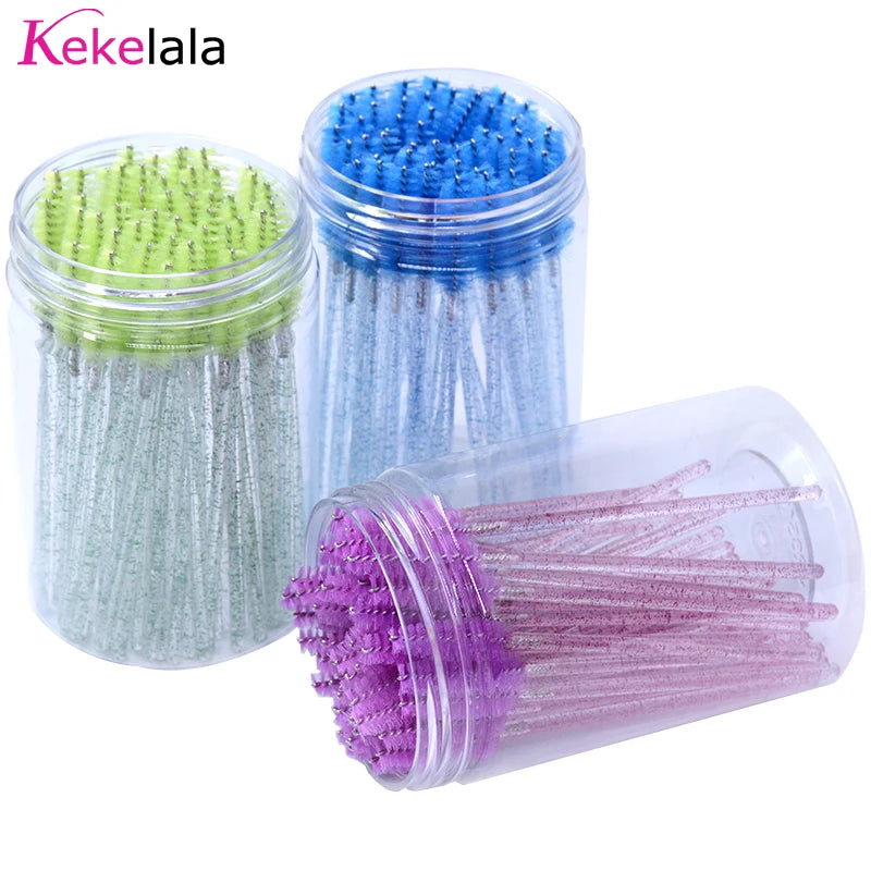 50pc Disposable Mascara Wands & Spoolie Brushes in Bottle Mascara Wand Spoolies Oasis Select