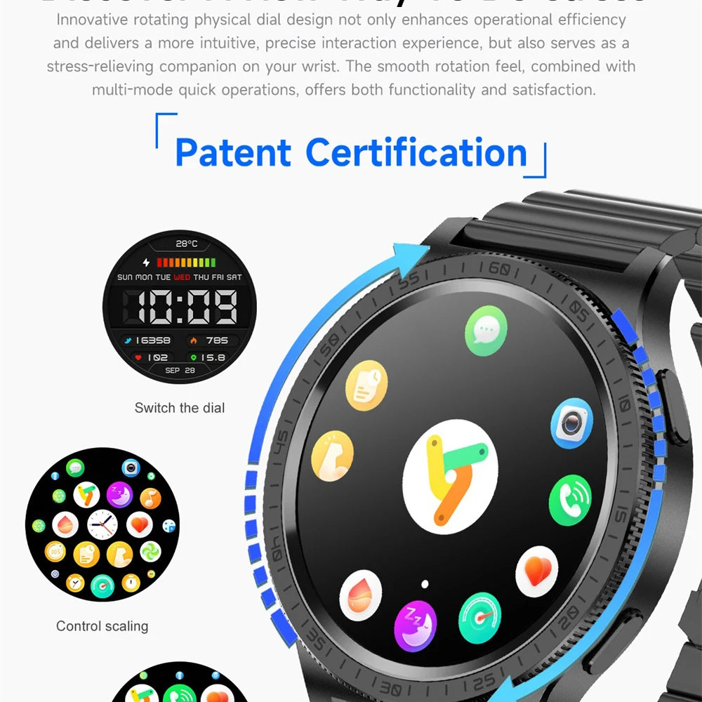 Rotating Physical Dial AMOLED Screen BT Call Waterproof Smartwatch Women Outdoor GPS Sports Smart Watches Men Heart Rate Monitor Oasis Select